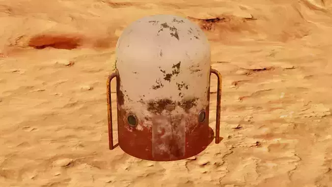 Mars module and landscape Low-poly 3D model