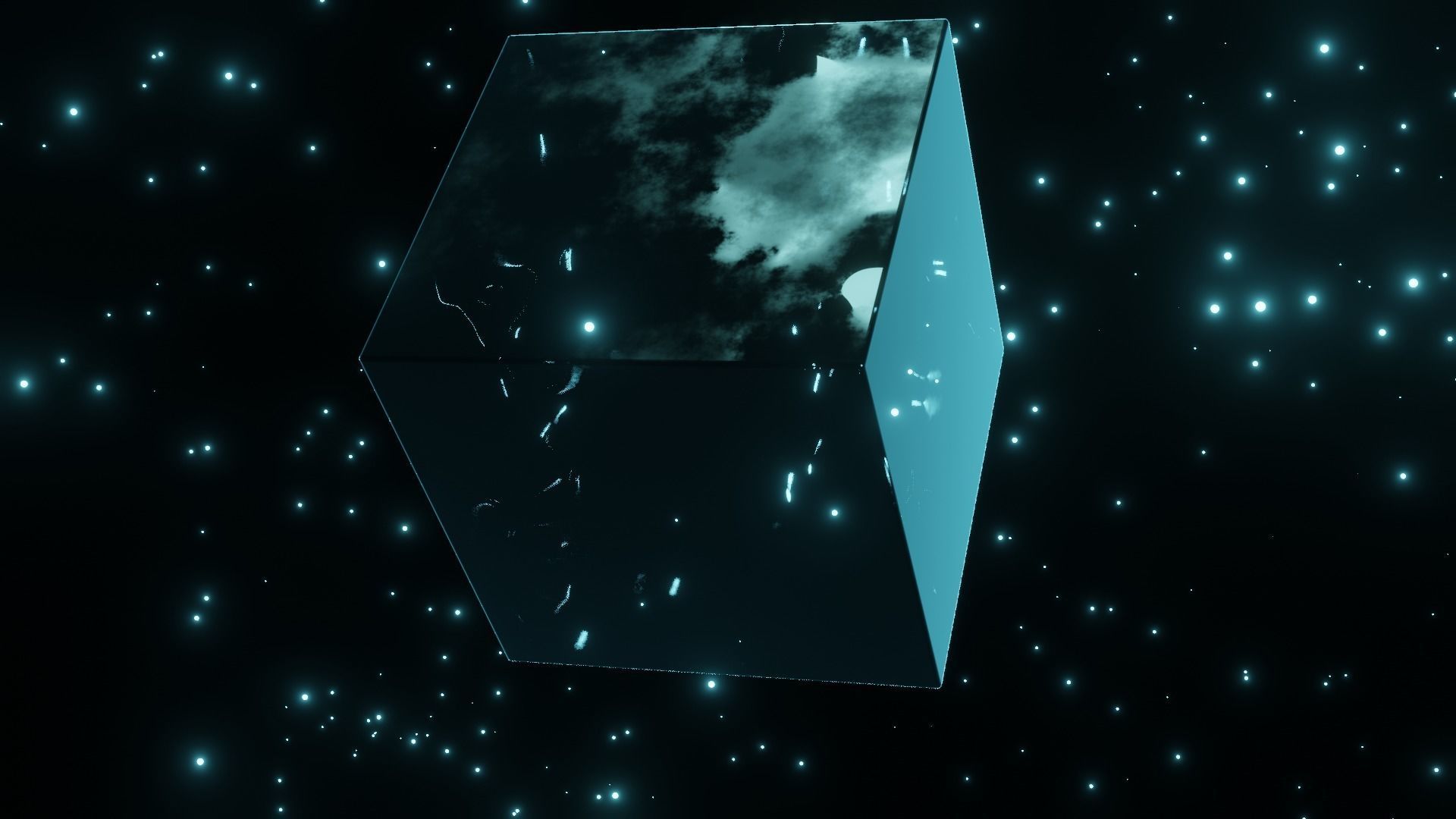 Shiny blue ice cube with animation 3D model_10