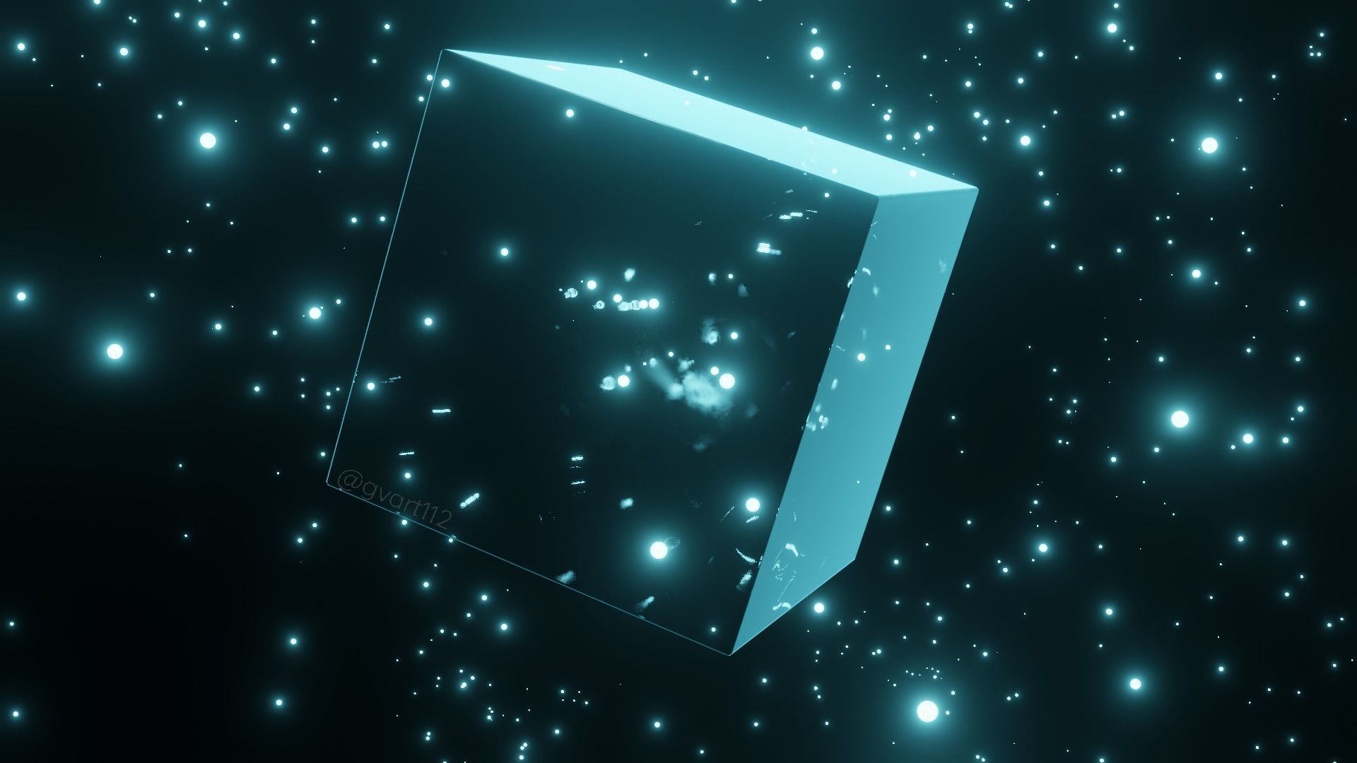 Shiny blue ice cube with animation 3D model_7