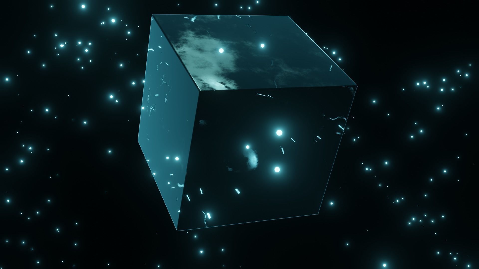 Shiny blue ice cube with animation 3D model_11