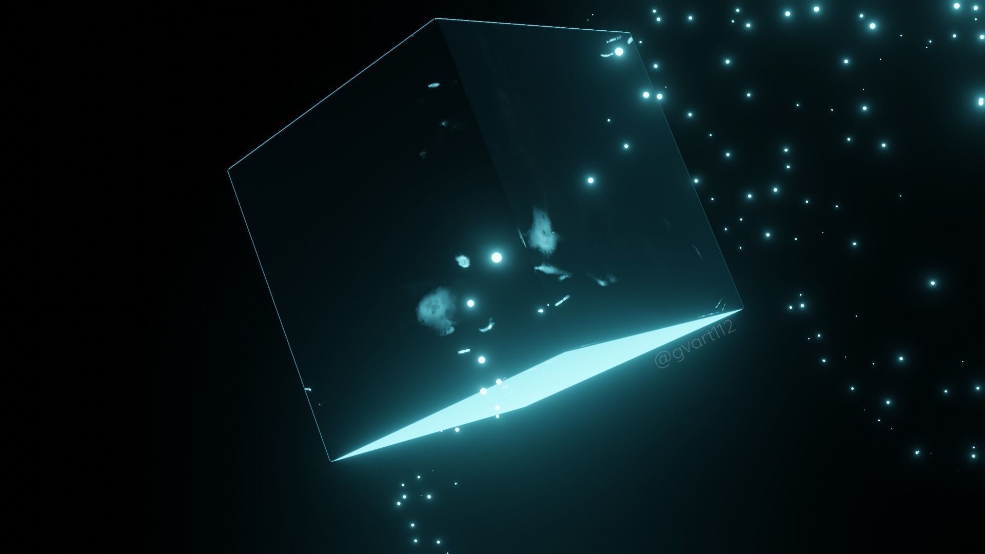 Shiny blue ice cube with animation 3D model_9
