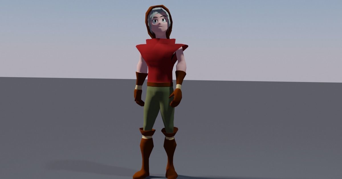 Anime Style Male Character Low-poly 3D model_17