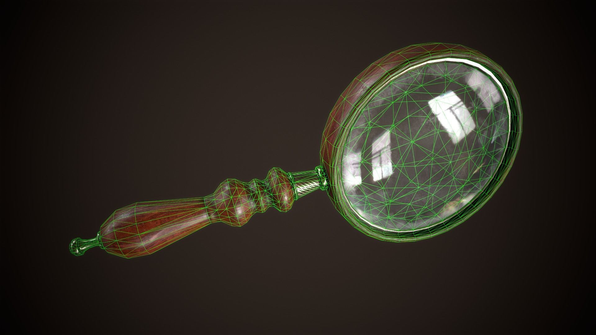 Vintage magnifier Low-poly 3D model_4