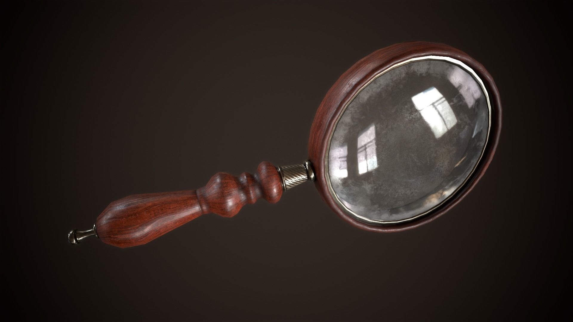 Vintage magnifier Low-poly 3D model_1
