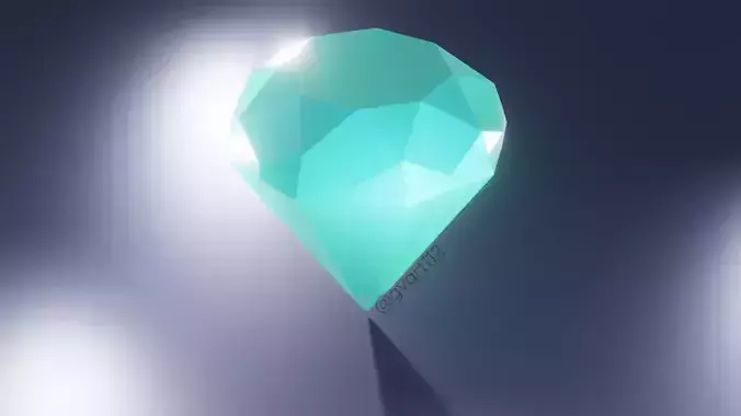 Blue Diamond Gemstone with animation Low-poly 3D model