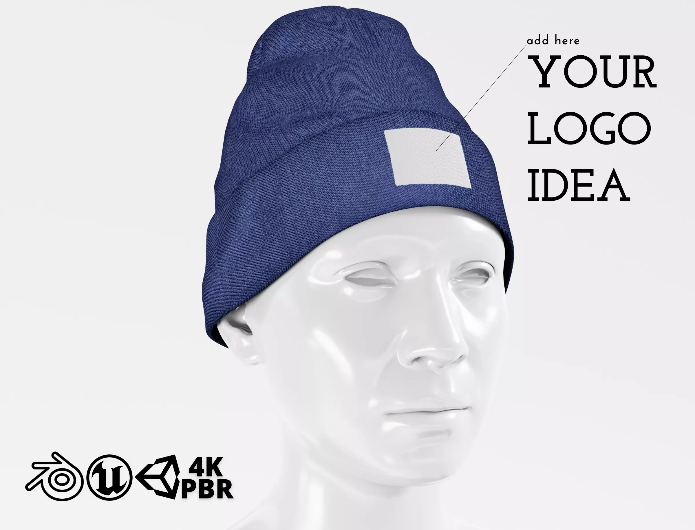 Beanie Hat Cap Winter - Blue Low-poly 3D model