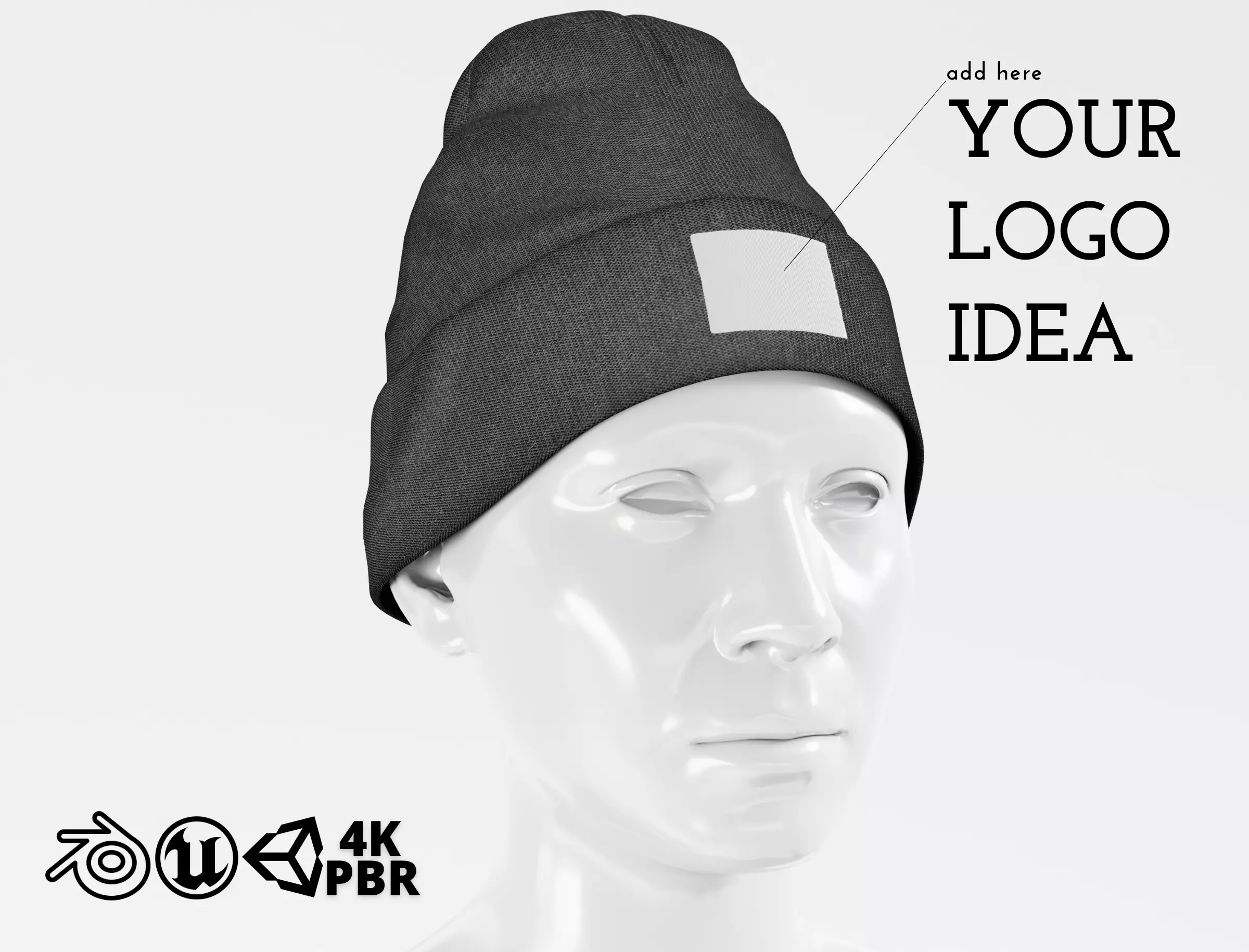 Beanie Hat Cap Winter - Black PBR Low-poly 3D model