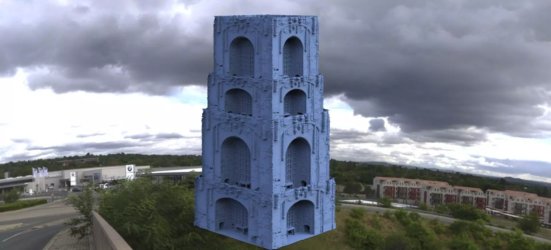 Horror gothic Gatehouse Detailed 3D 3D model_0