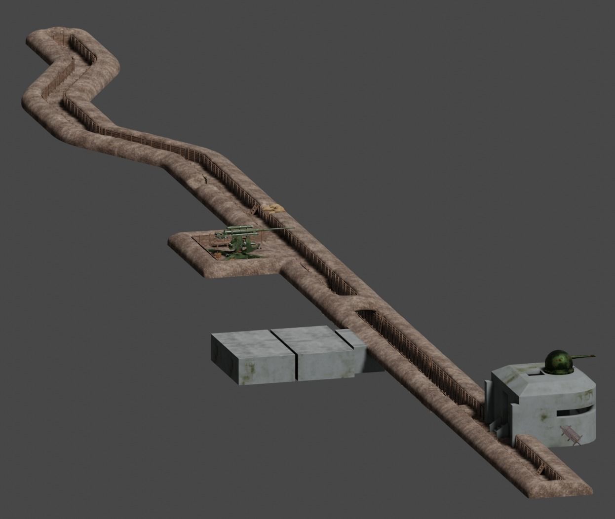 ww2 trench and bunker pack 3D model_5