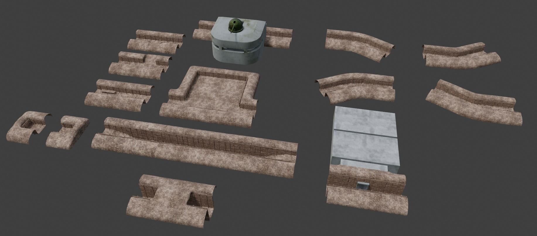 ww2 trench and bunker pack 3D model_2