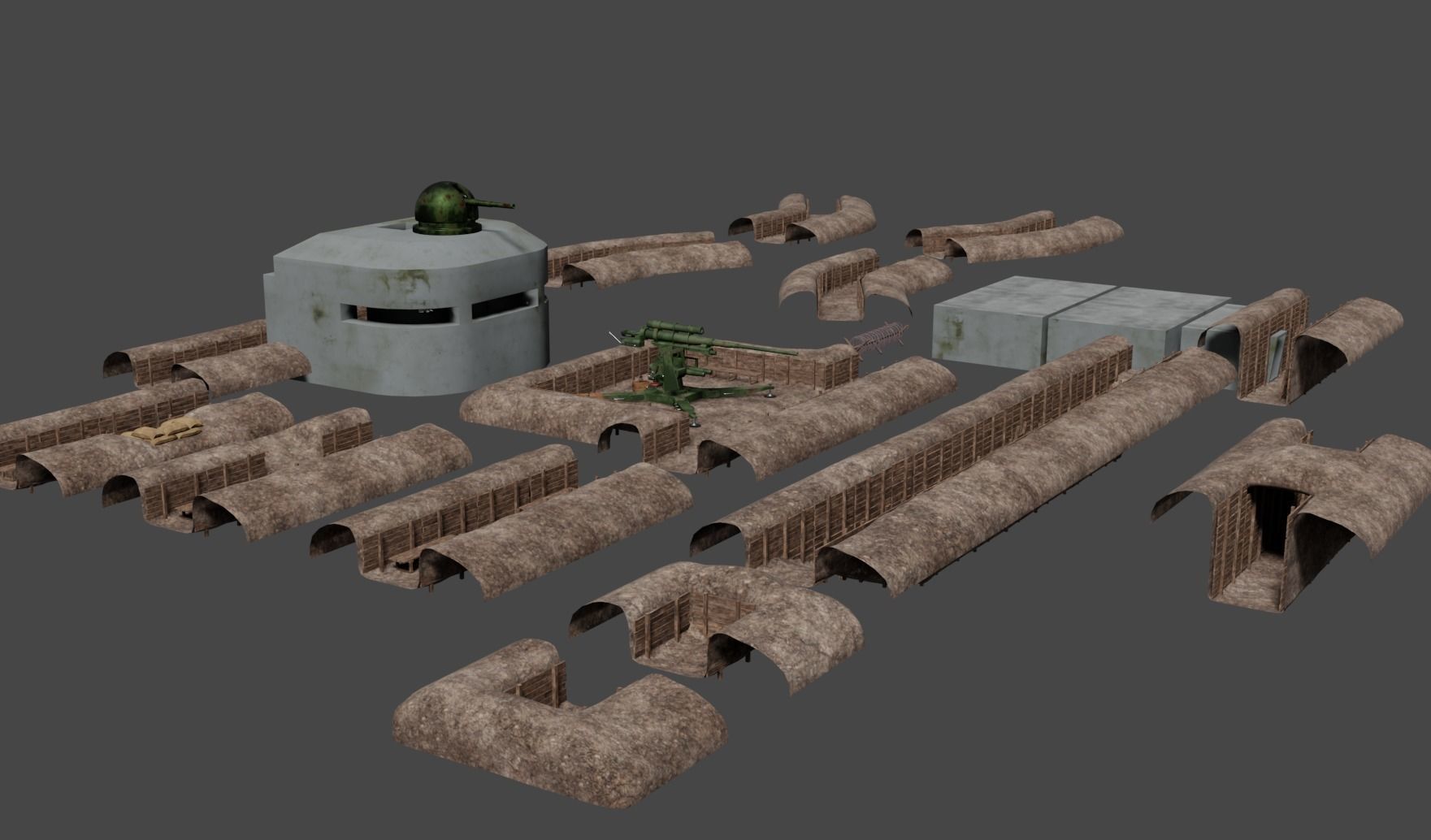 ww2 trench and bunker pack 3D model_4