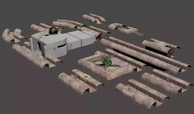 ww2 trench and bunker pack 3D model