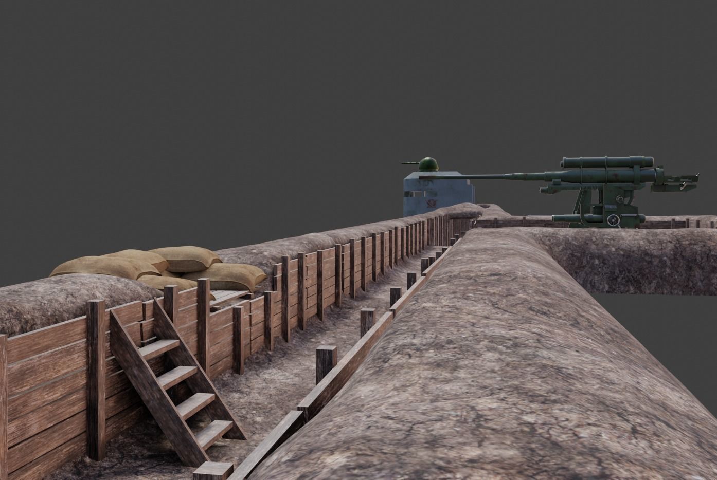 ww2 trench and bunker pack 3D model_6