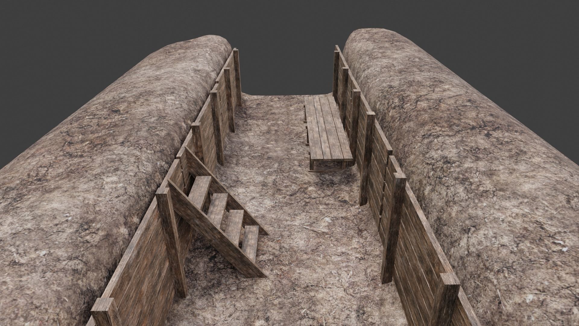 ww2 trench and bunker pack 3D model_7