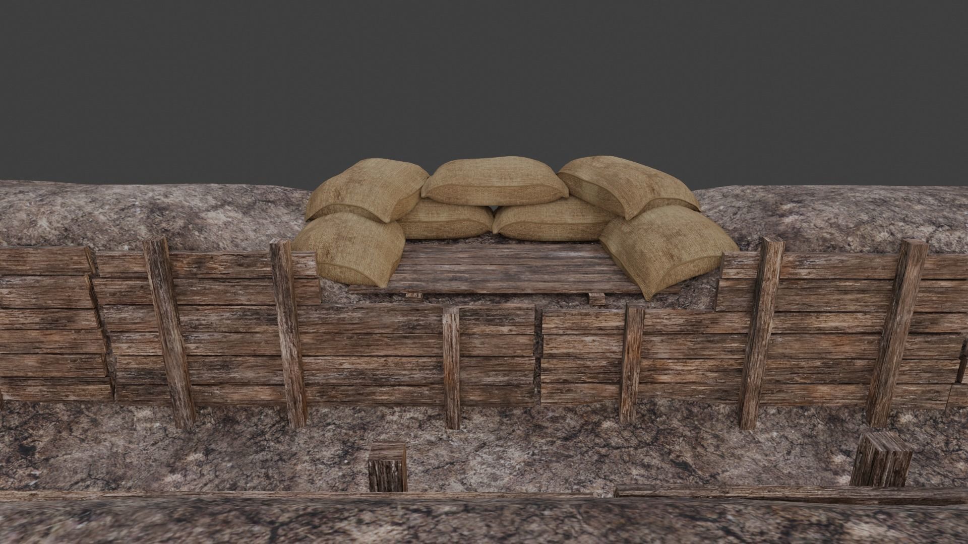 ww2 trench and bunker pack 3D model_14