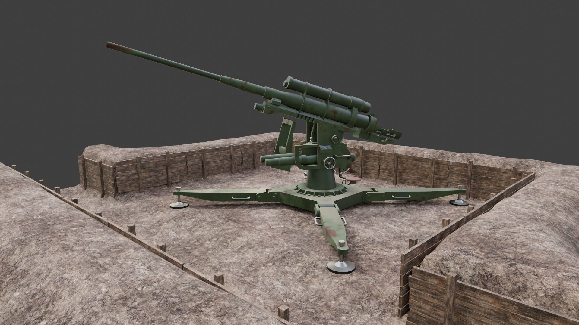 ww2 trench and bunker pack 3D model_11