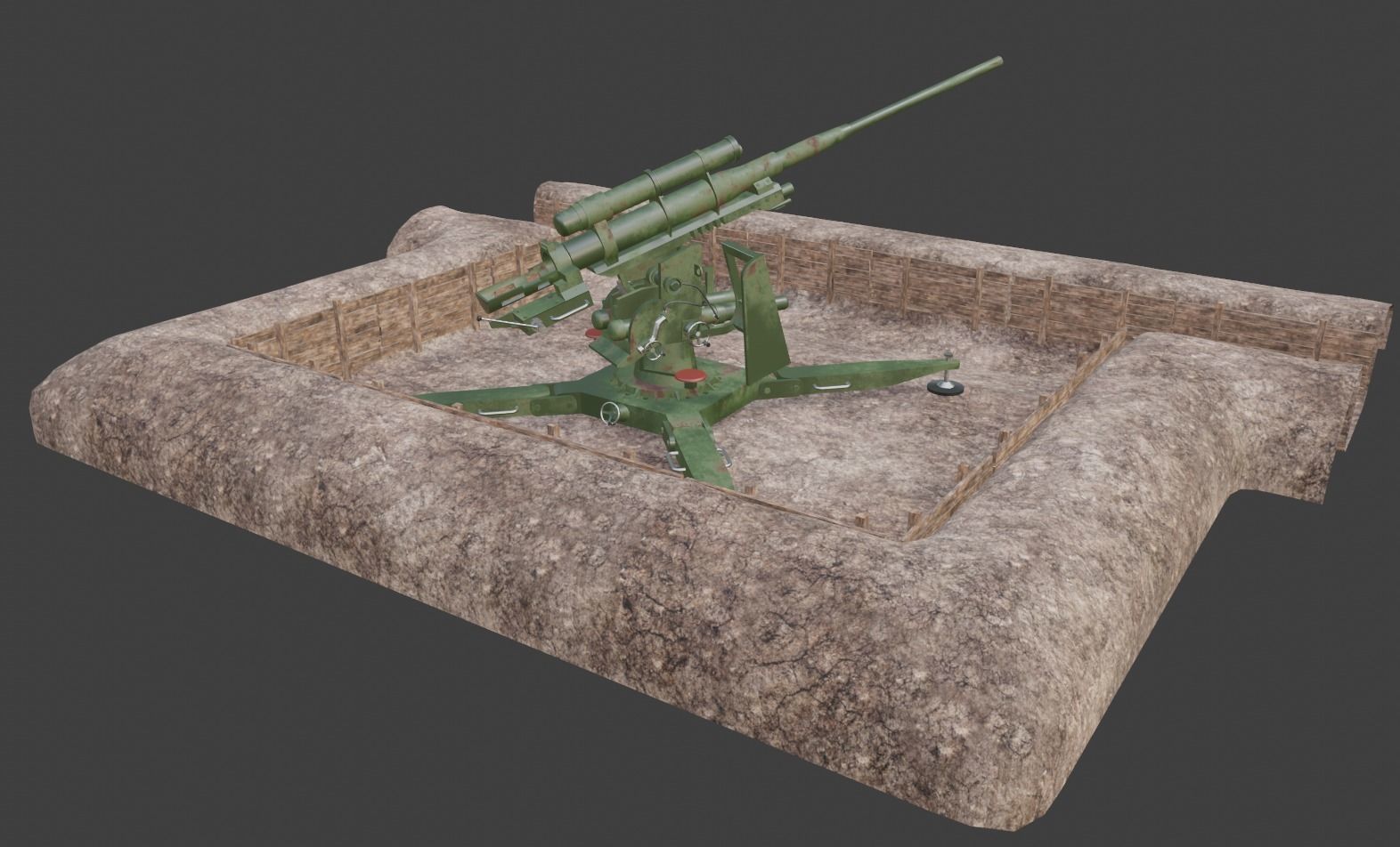 ww2 trench and bunker pack 3D model_10