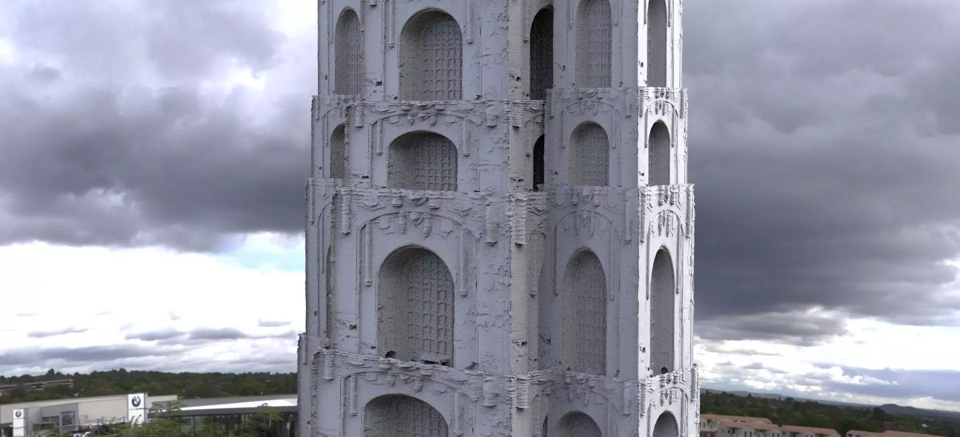 Arena tower Gatehouse  with fortification 3D model_0