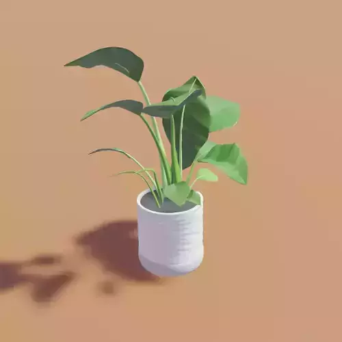 Low poly house plant with pot