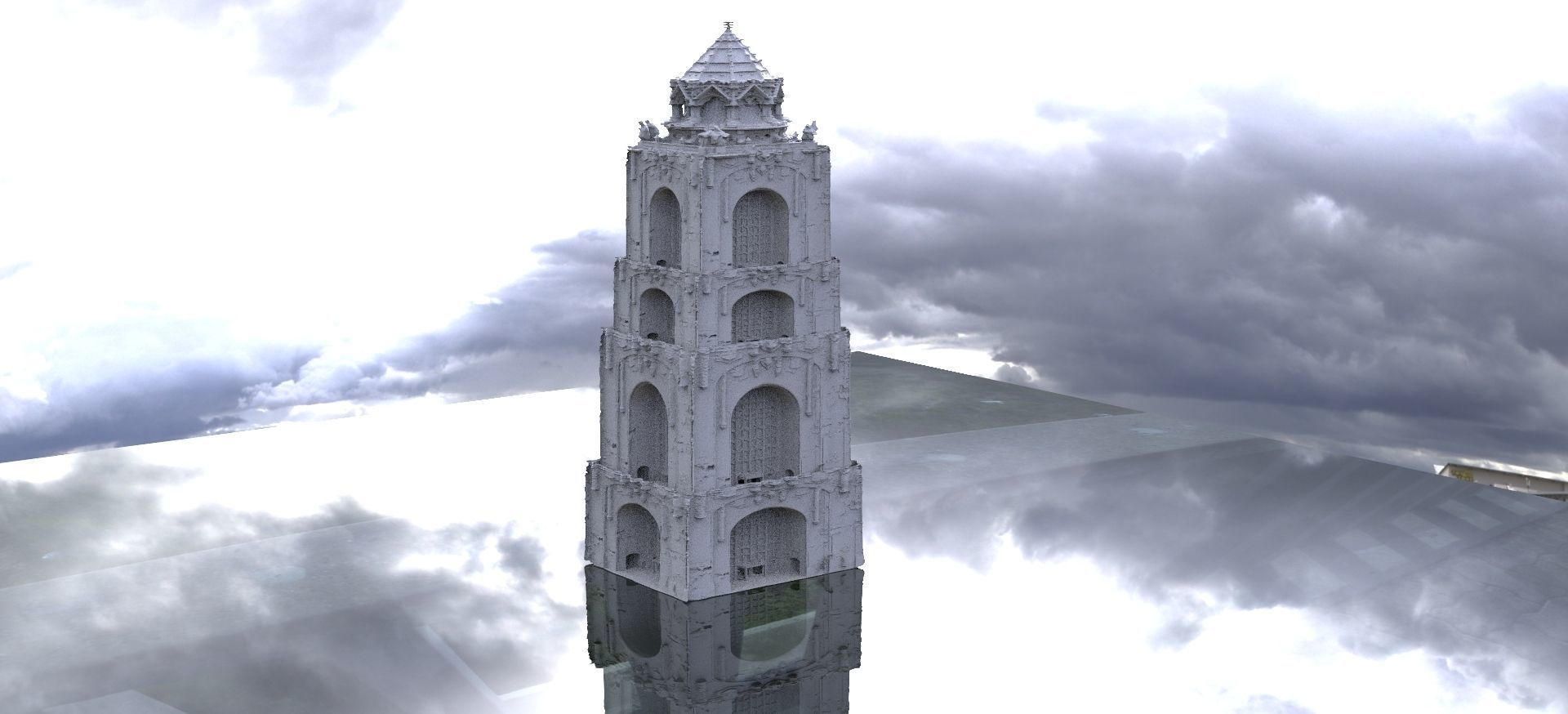 Arena tower baroque dome Detailed 3D 3D model_1