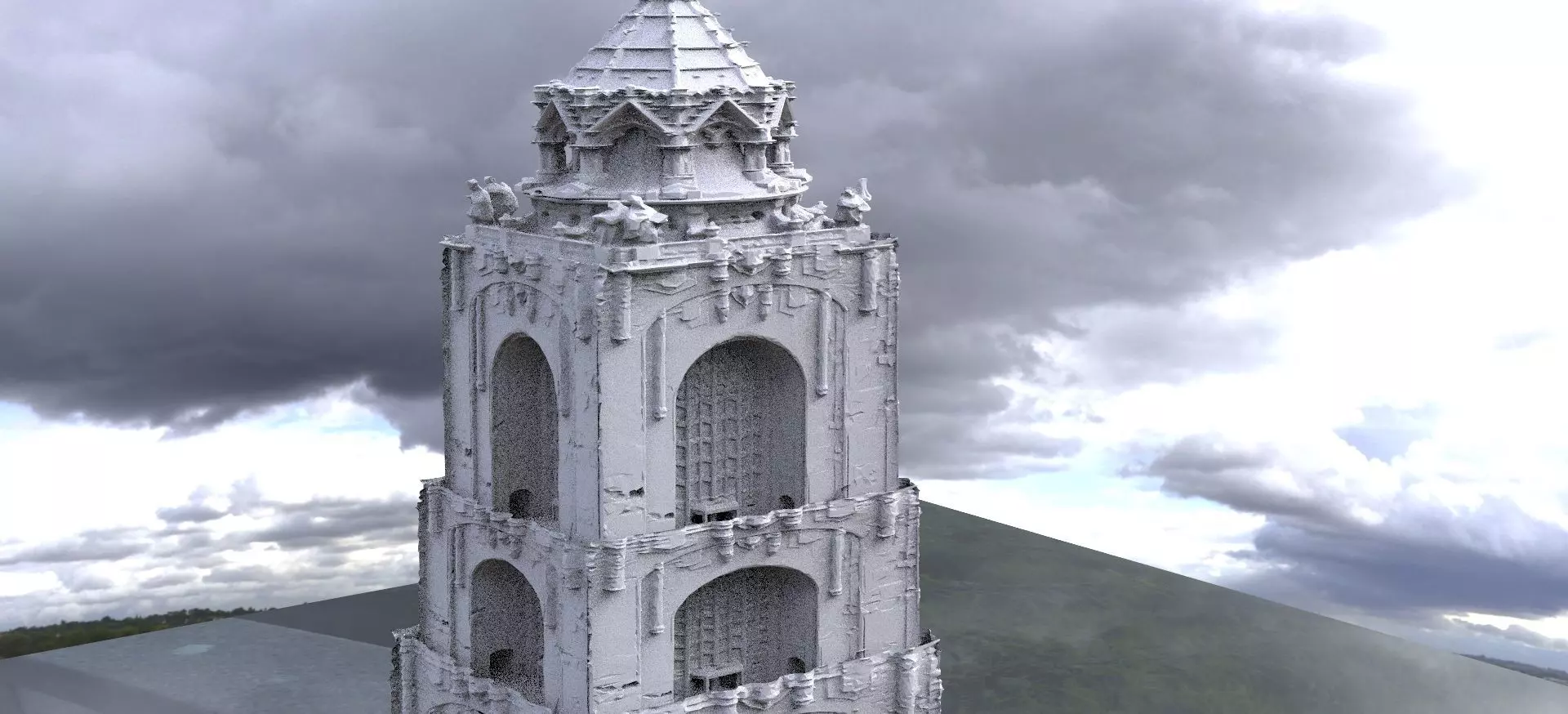 Arena tower baroque dome Detailed 3D 3D model_0