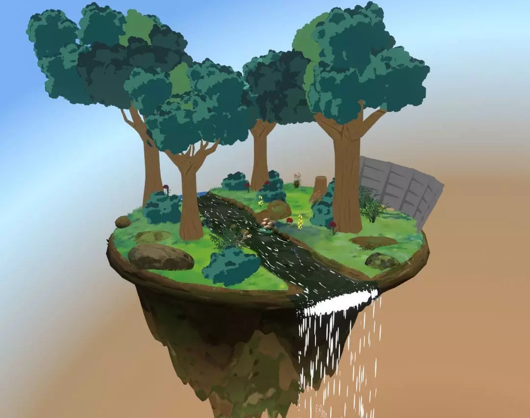 Floating Island 3D model_0