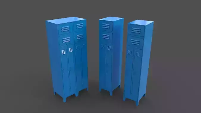 PBR School Gym Locker 10 - Blue Light Low-poly 3D model