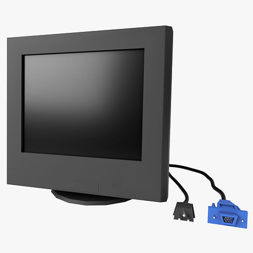 Low Poly CRT Monitor - Black Low-poly 3D model