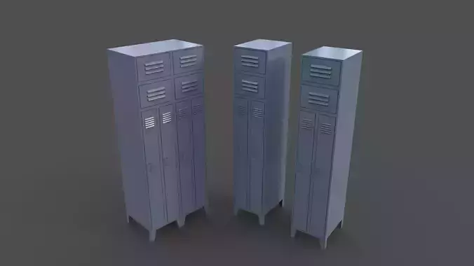 PBR School Gym Locker 10 - Grey Low-poly 3D model