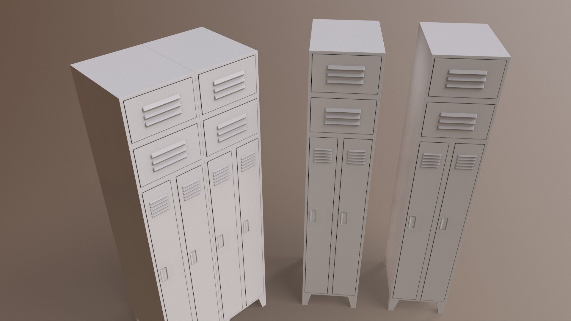 PBR School Gym Locker 10 - Orange Low-poly 3D model_20