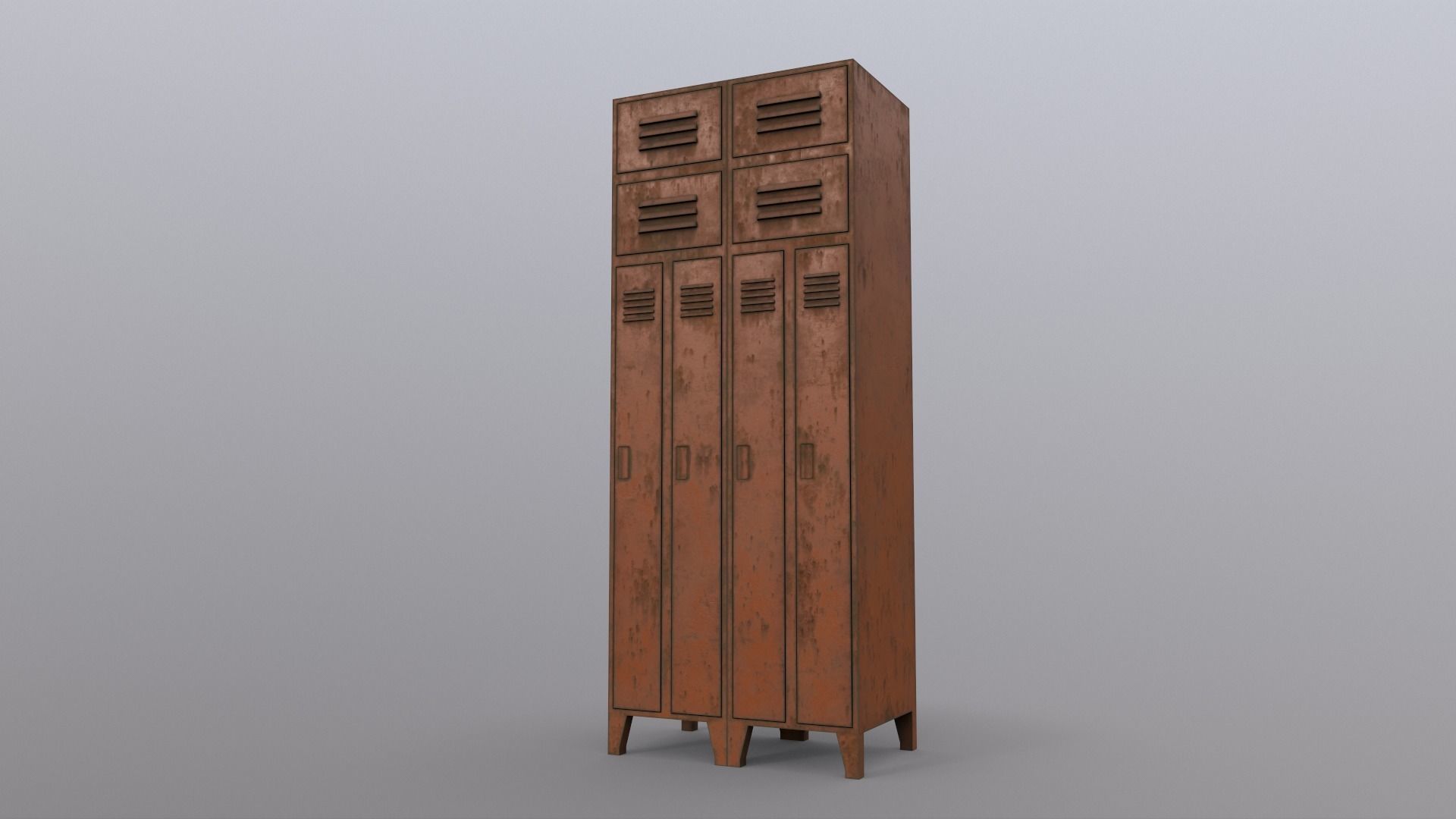 PBR School Gym Locker 10 - Orange Low-poly 3D model_10