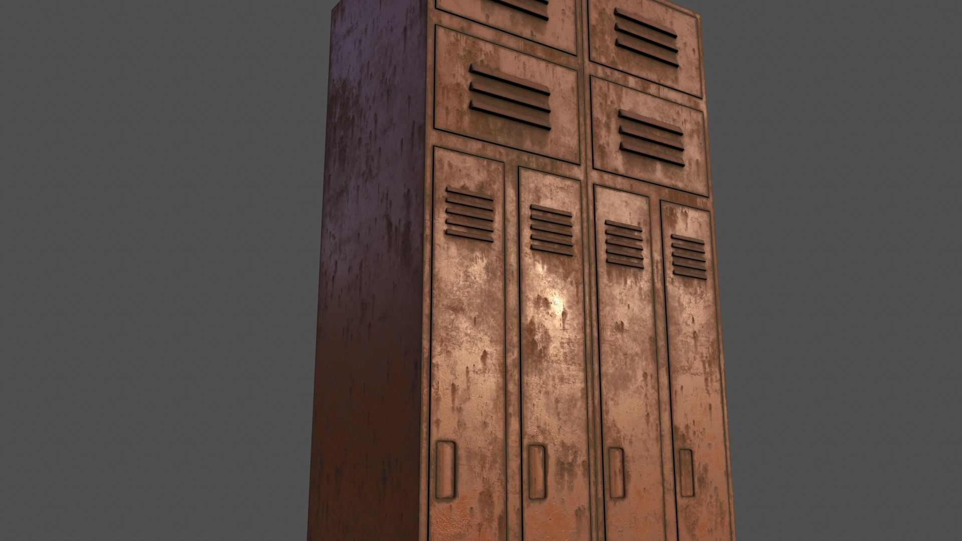 PBR School Gym Locker 10 - Orange Low-poly 3D model_16
