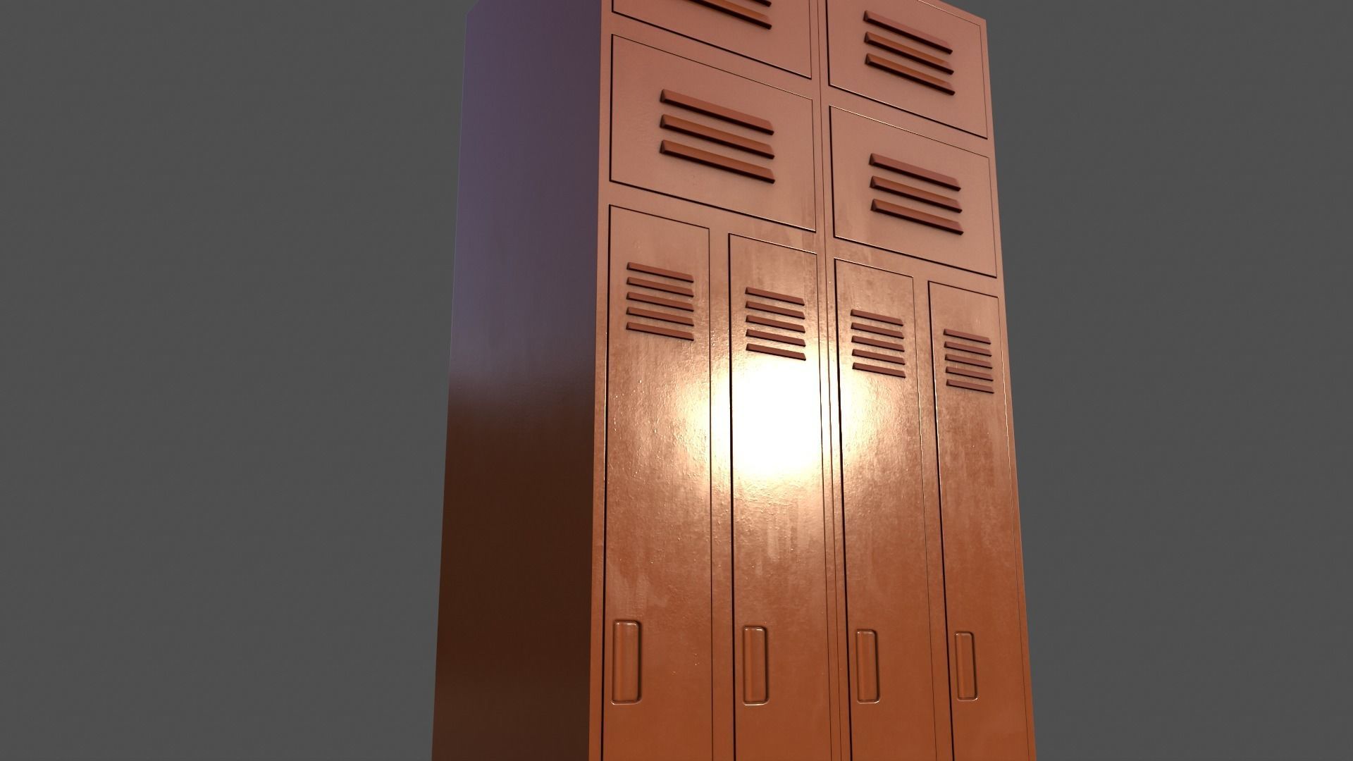 PBR School Gym Locker 10 - Orange Low-poly 3D model_14