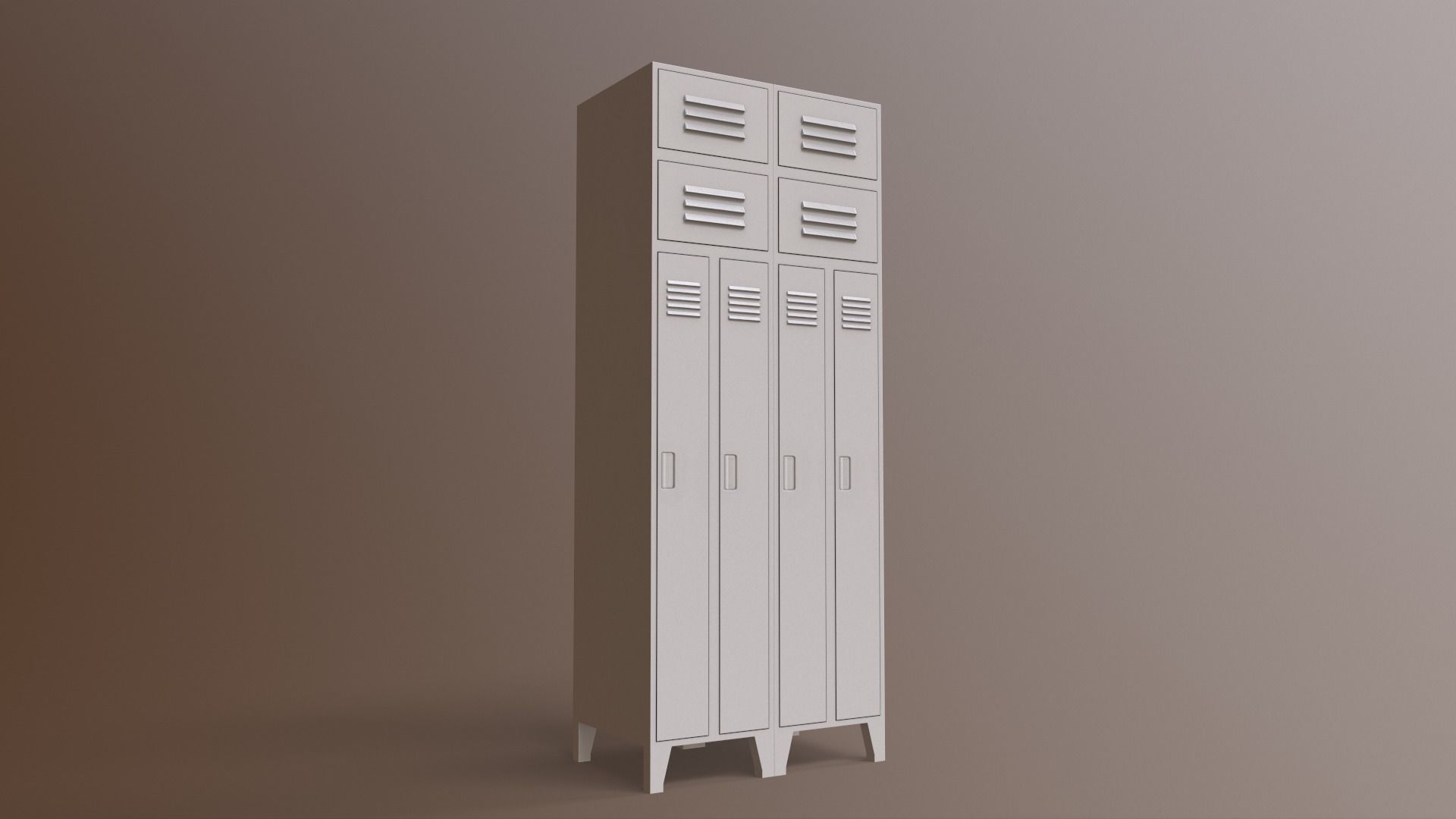 PBR School Gym Locker 10 - Orange Low-poly 3D model_17