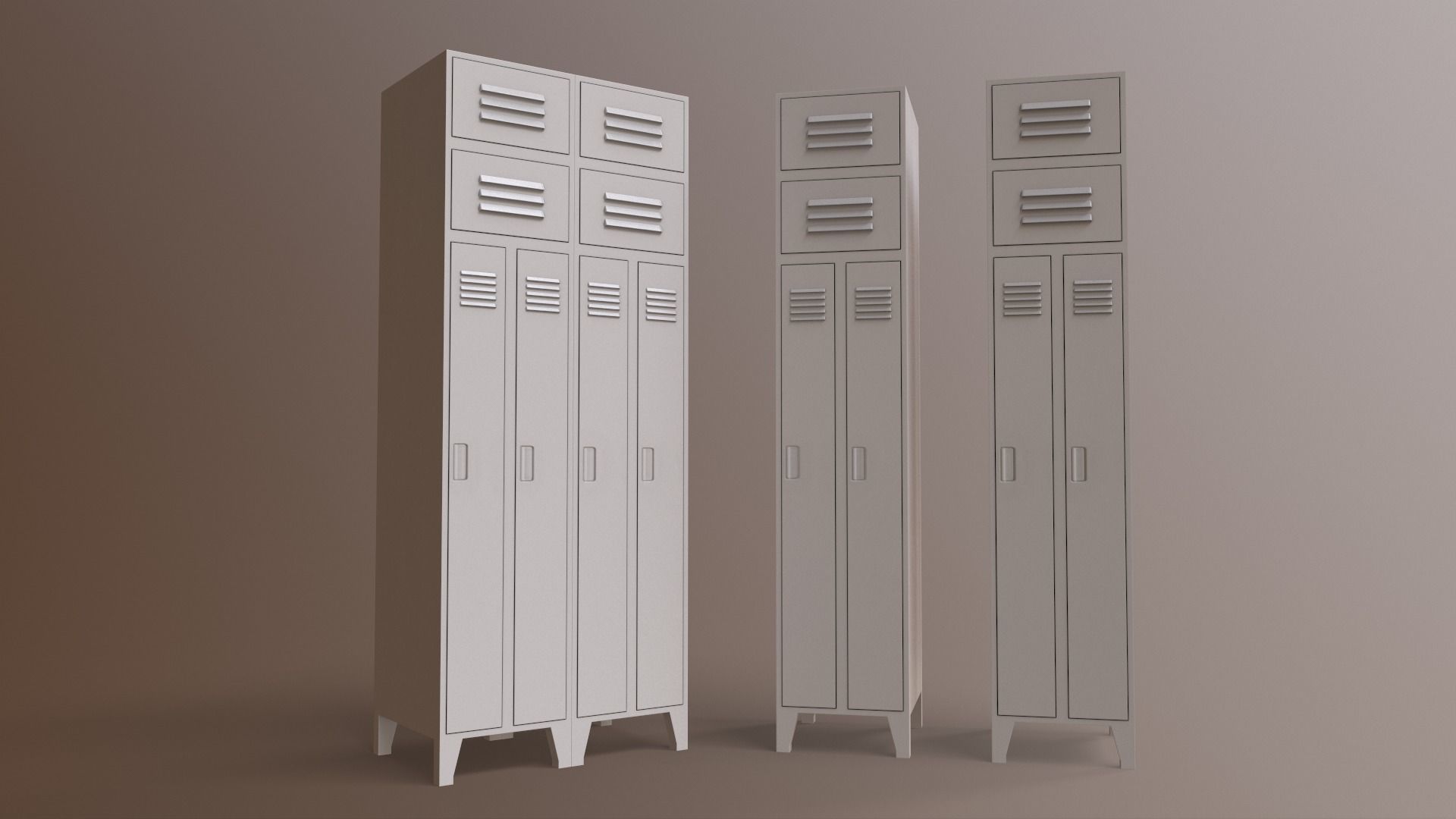 PBR School Gym Locker 10 - Orange Low-poly 3D model_18