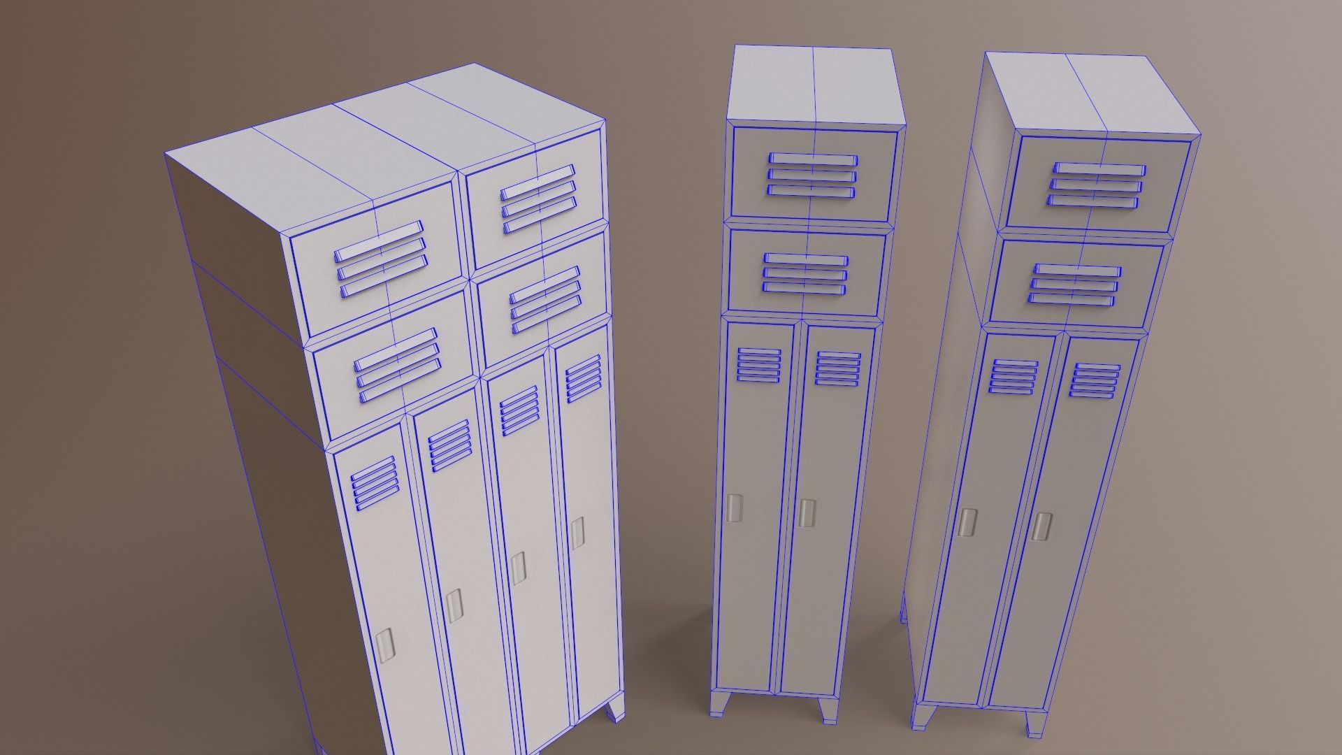 PBR School Gym Locker 10 - Orange Low-poly 3D model_24