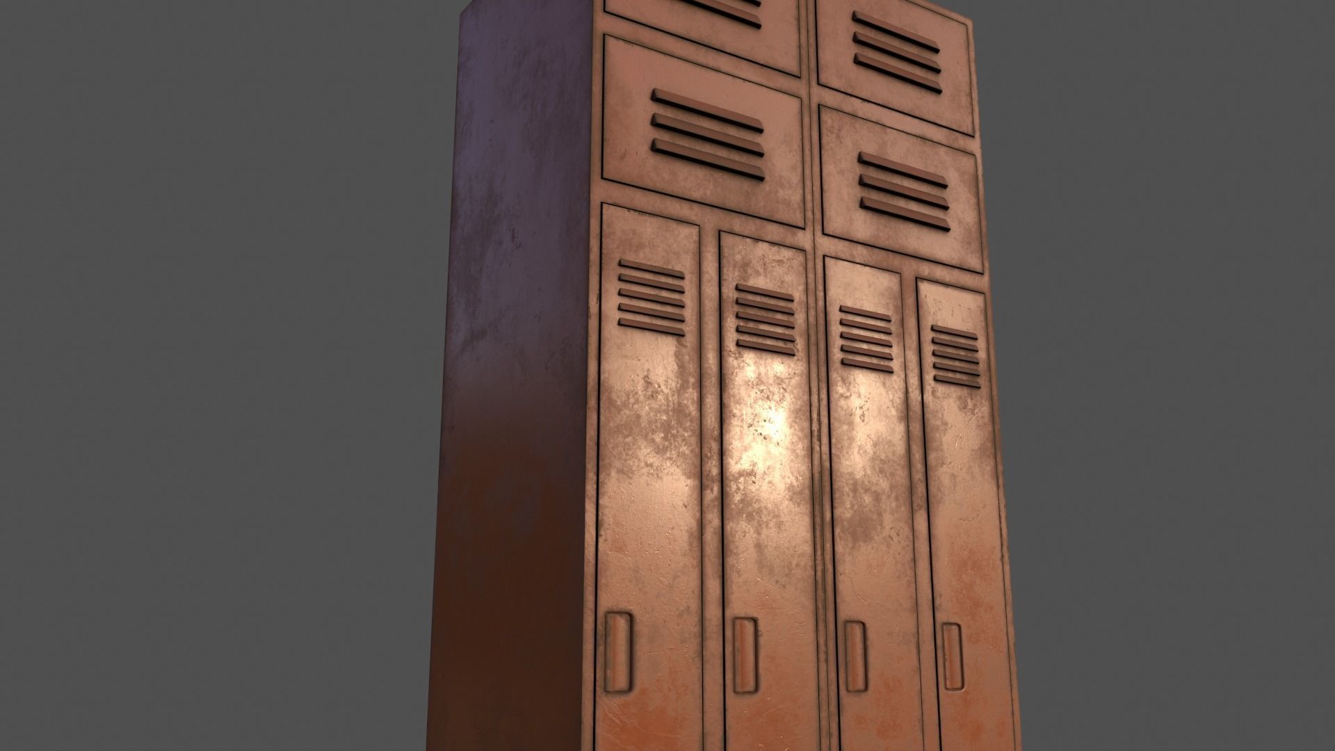 PBR School Gym Locker 10 - Orange Low-poly 3D model_15