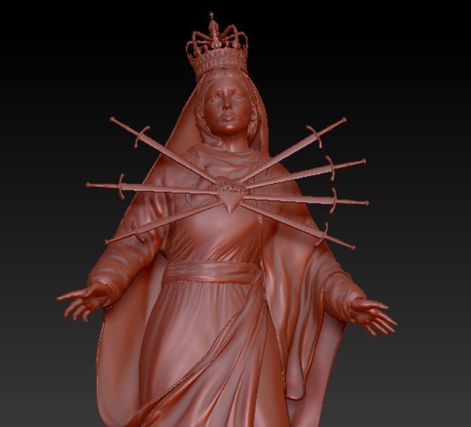 Mother Mary sad 3D print model_7
