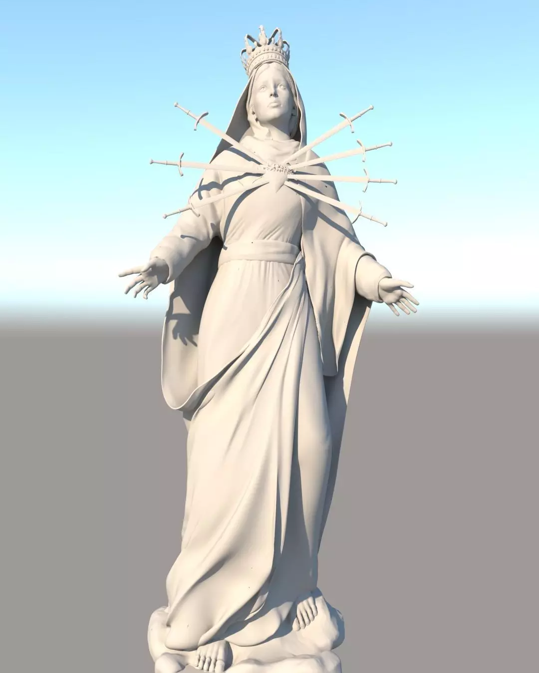 Mother Mary sad 3D print model_0