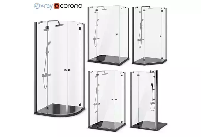 Shower cabins Radaway Nes 8 Black set 135