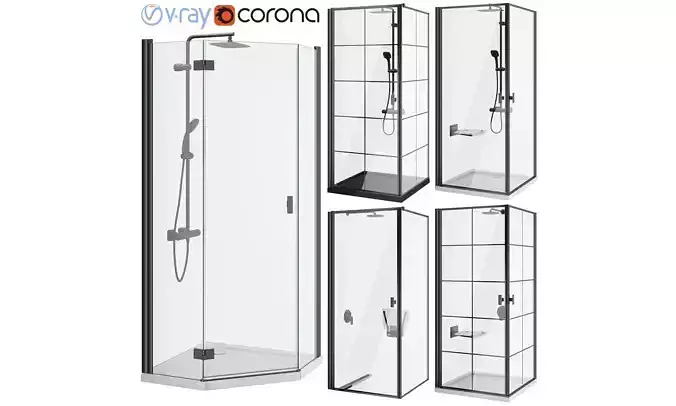 Shower cabins Radaway Nes 8 Black set 136