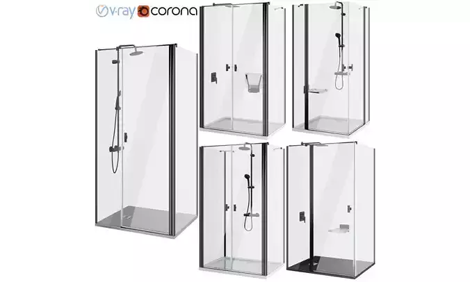 Shower cabins Radaway Nes 8 Black set 138