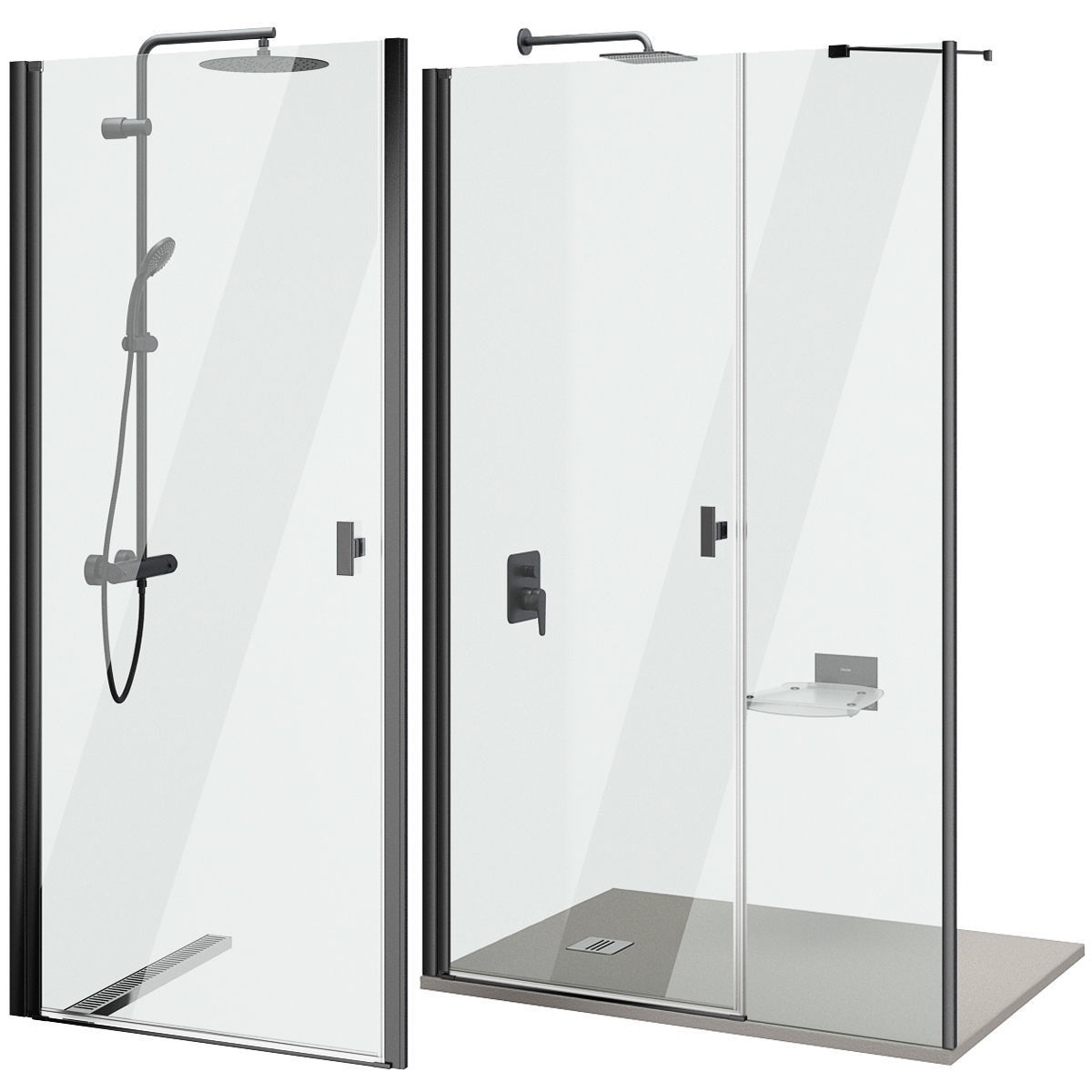 Shower doors Radaway Nes 8 Black set 140 3D model_2