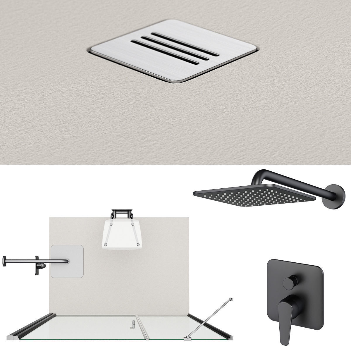 Shower doors Radaway Nes 8 Black set 140 3D model_6