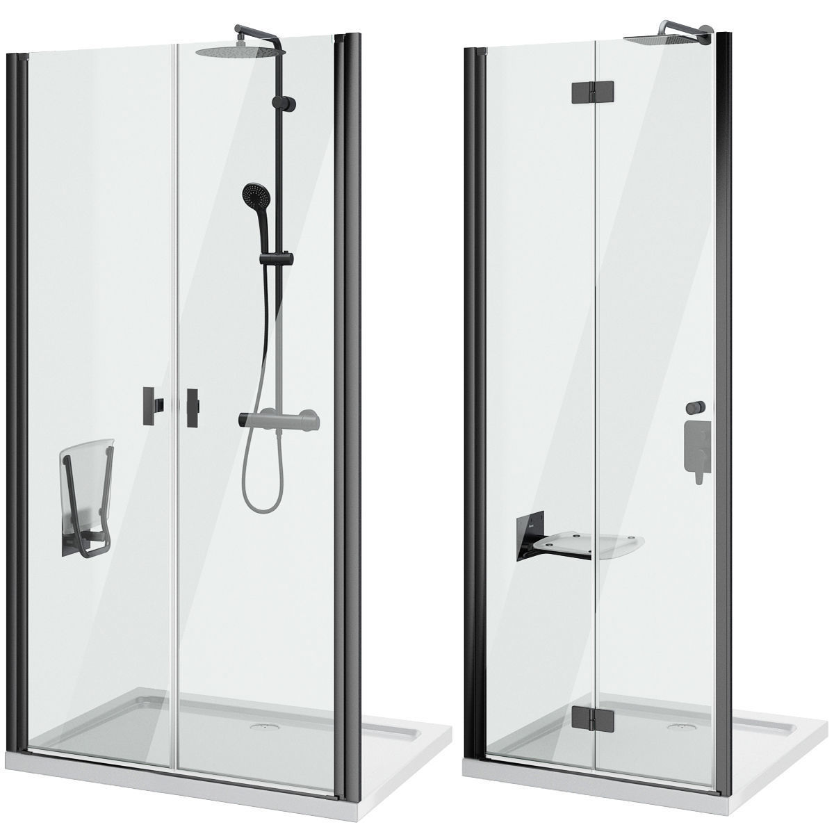 Shower doors Radaway Nes 8 Black set 140 3D model_3