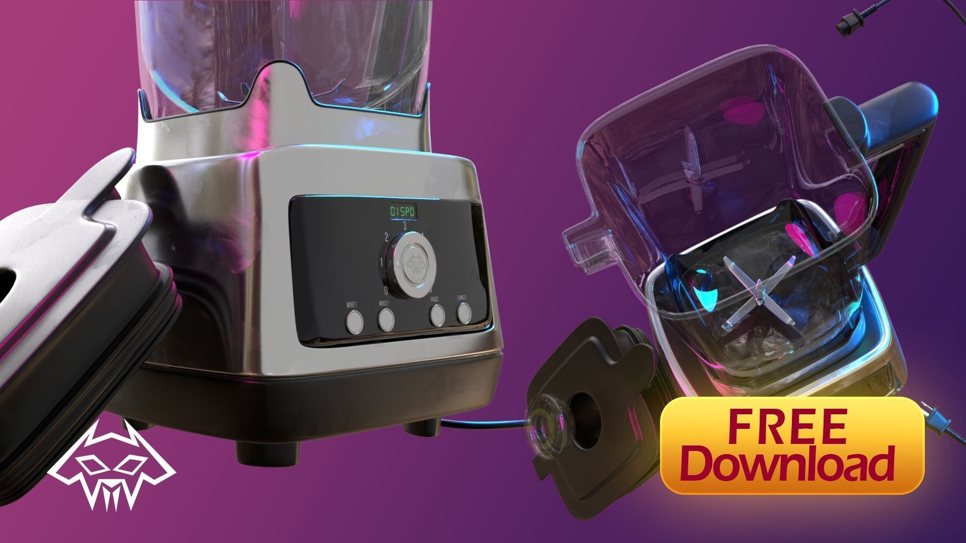 House Hold Series - Kitchen Blender Rig Free 3D model_2