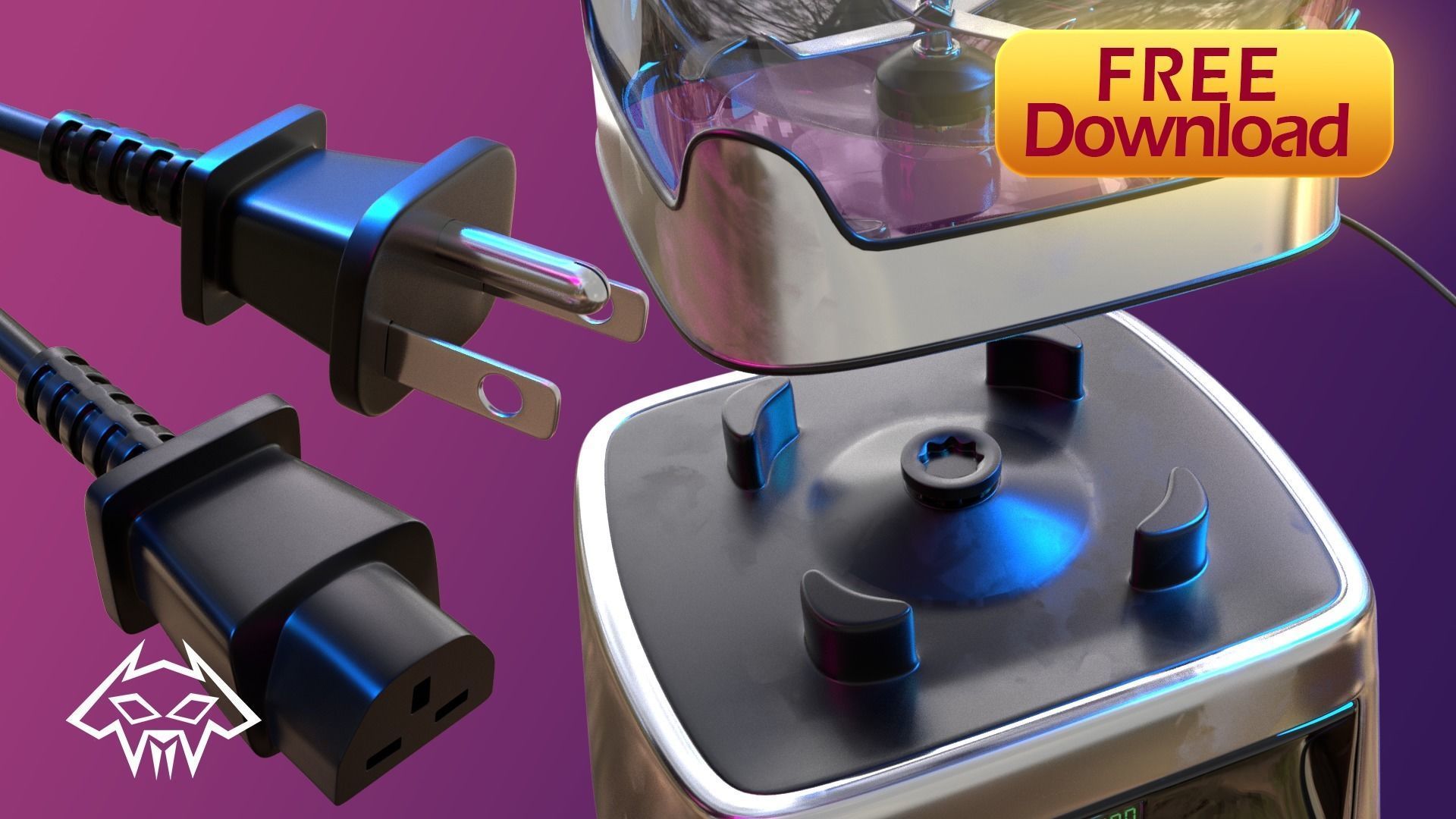 House Hold Series - Kitchen Blender Rig Free 3D model_3