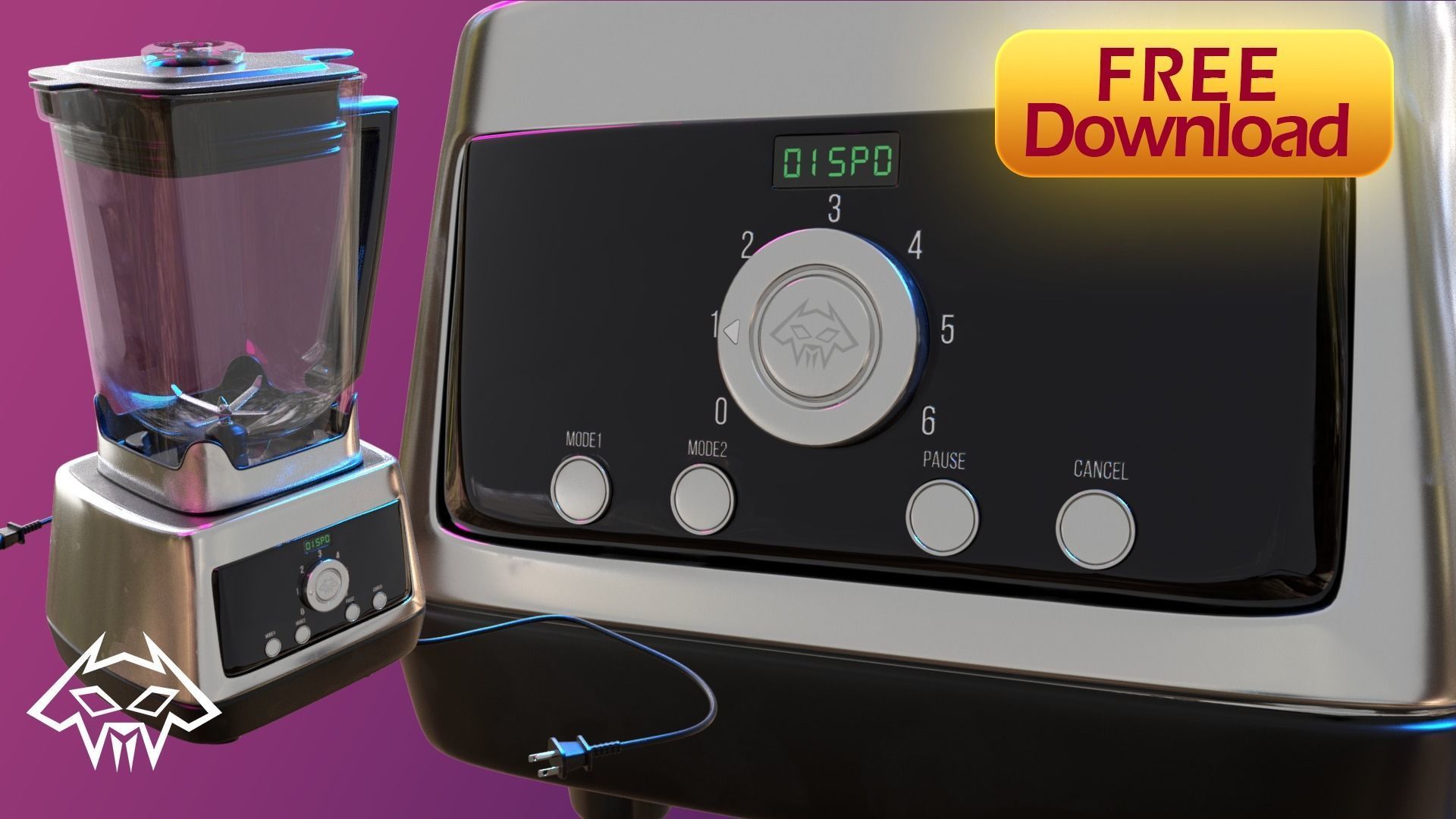 House Hold Series - Kitchen Blender Rig Free 3D model_1