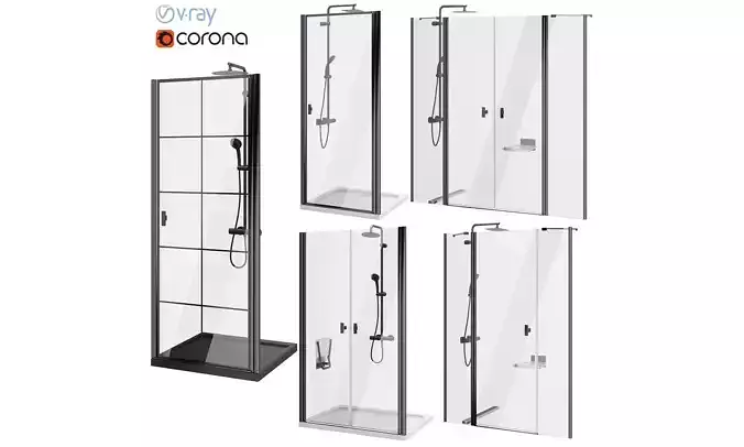 Shower doors Radaway Nes 8 Black set 141