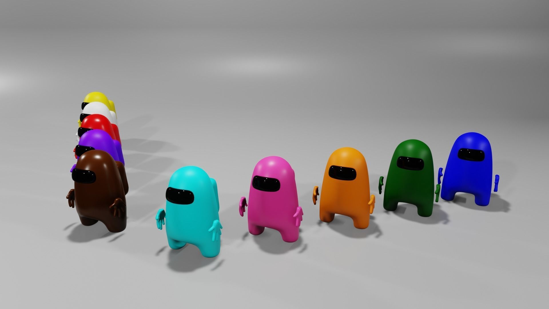 Among Us Character Pack With Hand 3D model_2